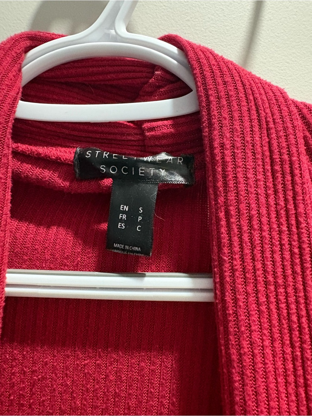 Society Red Ribbed Open-Front Cardigan - Picture 2 of 2